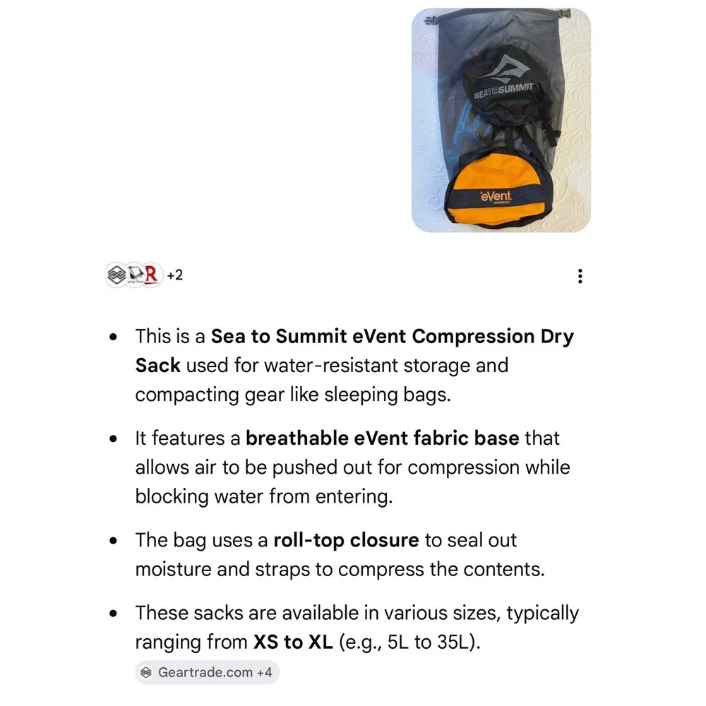 Sea to Summit eVent Compression Dry Sack Medium Gray Waterproof Cordura Bag